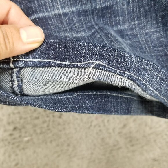 Boot Daddy Jeans Womens 10 Petite Blue Bootcut Stretch Denim *Altered* - Picture 3 of 16